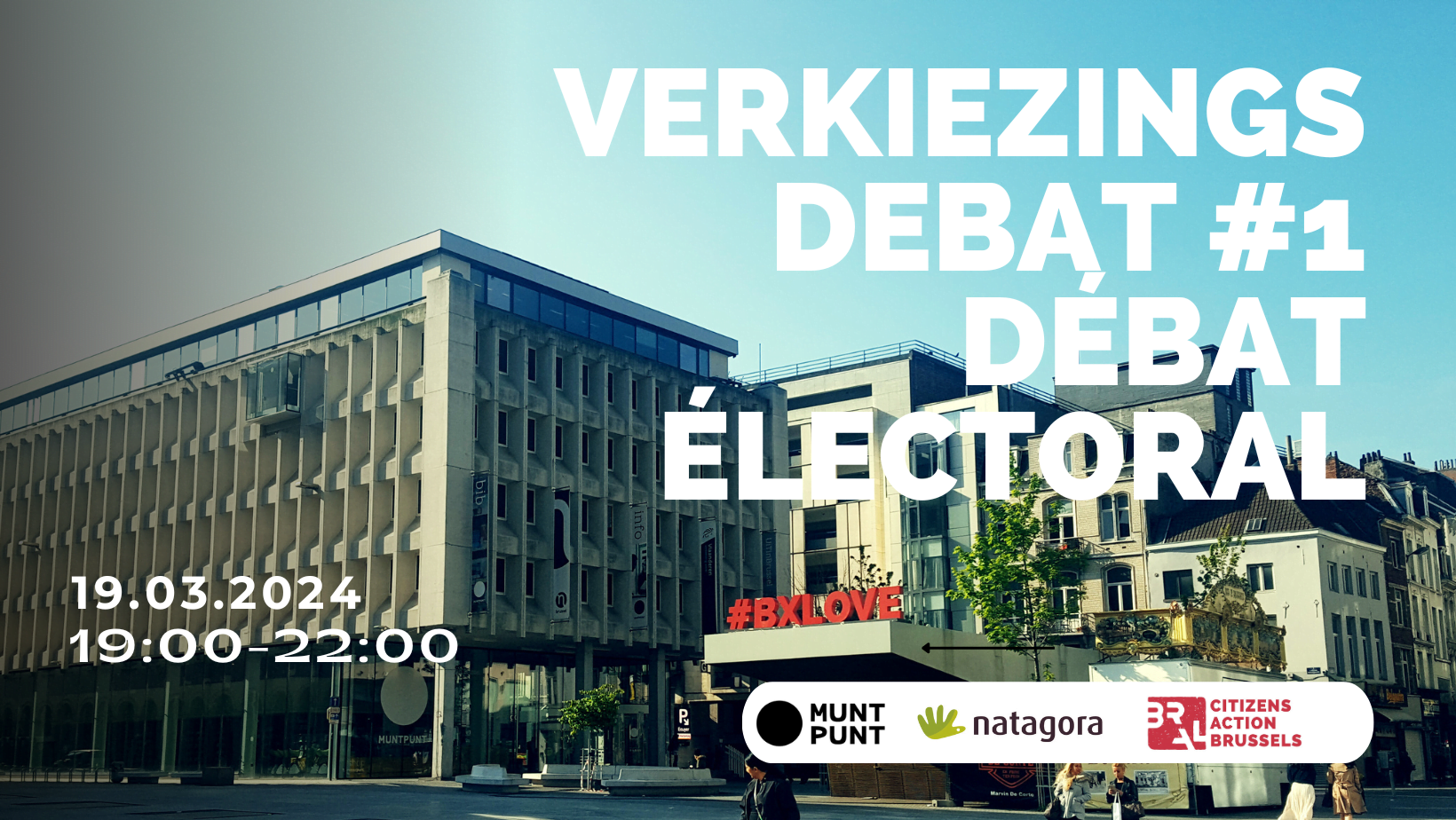 Affiche avec un bâtiment en ville